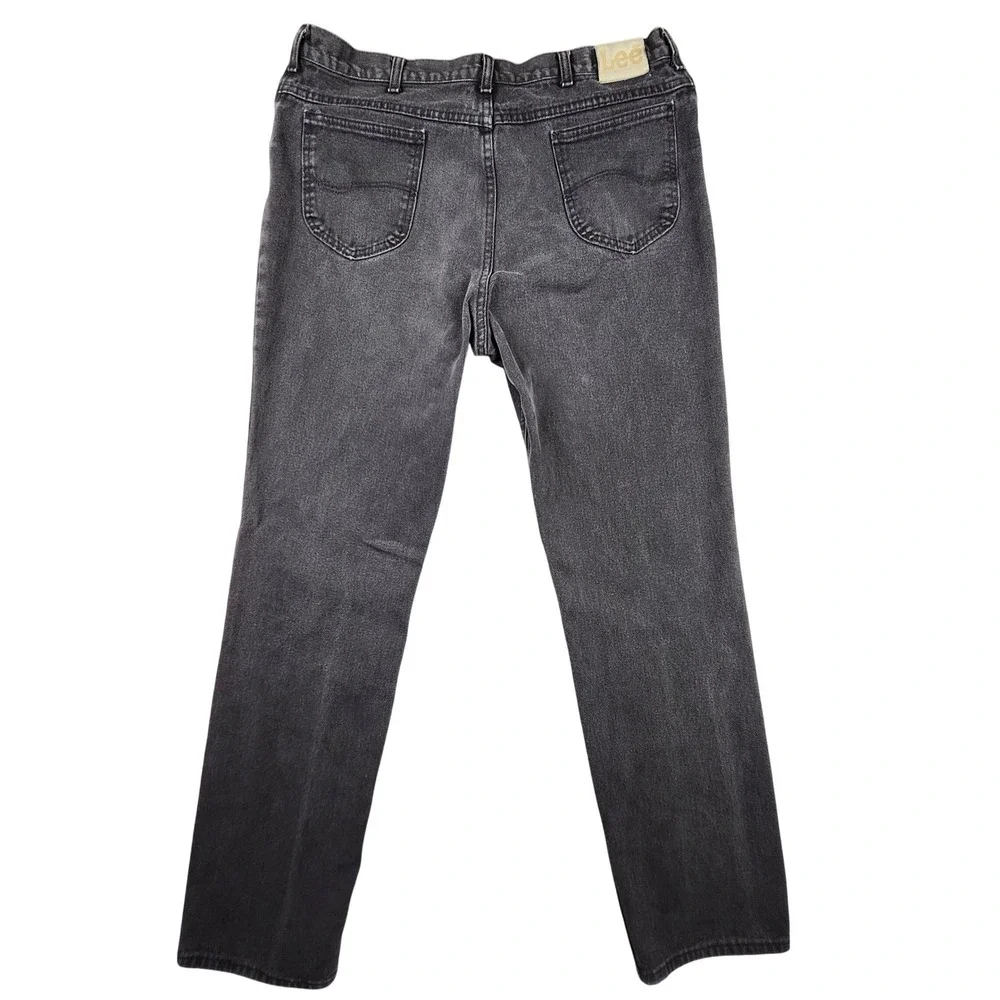 VTG Lee Jeans Mens 40x36 Black Regular Fit‎ Straight Leg Denim Made in USA 90s